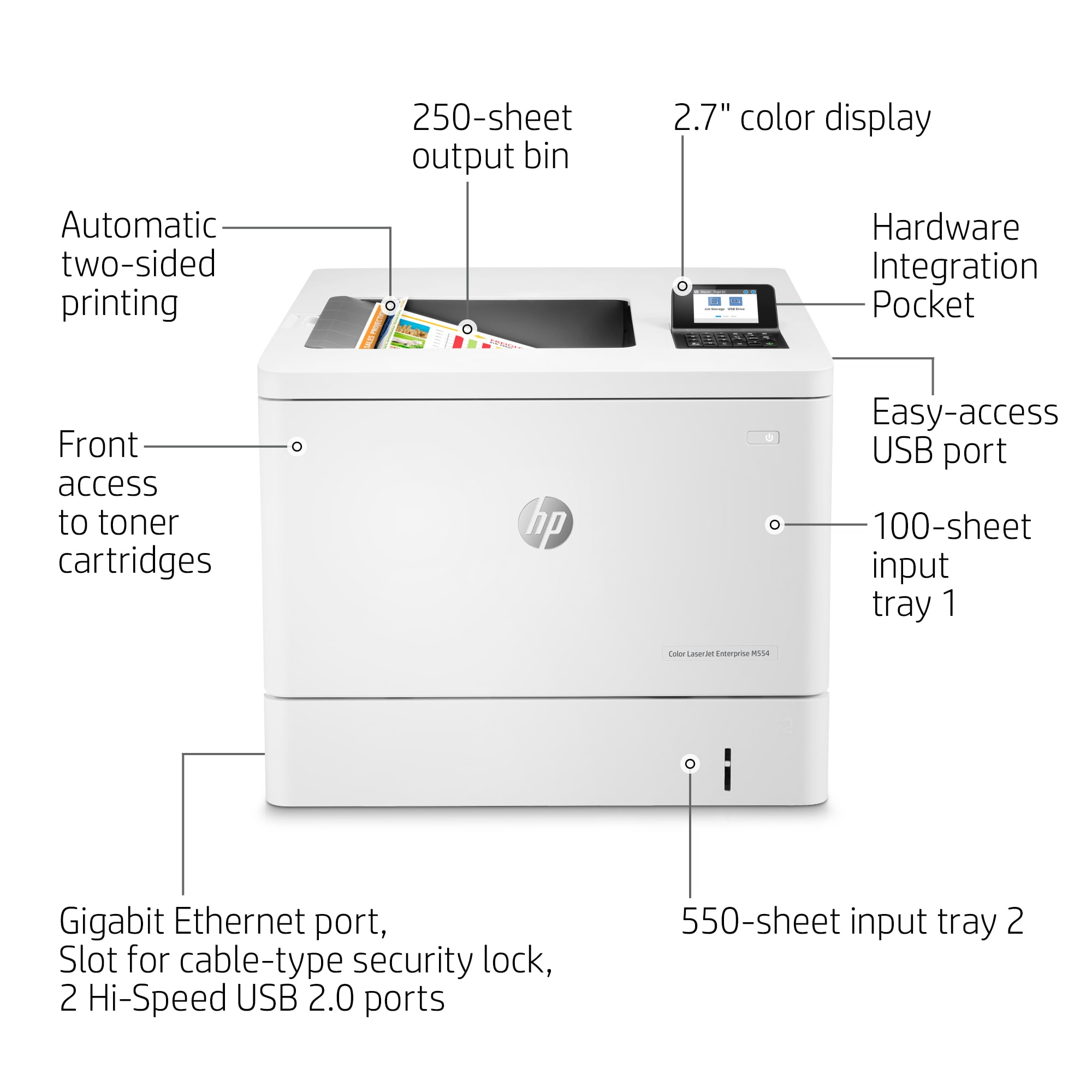 HP Color LaserJet Enterprise M554dn Printer - 7ZU81A