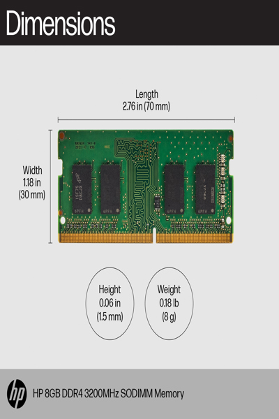 HP 8GB 3200 SODIMM Memory: DDR4 - 8C4X8AA