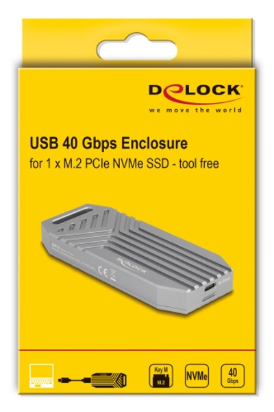 Delock M.2 NVMe SSD GehÃƒÂ¤use USB 40 Gbps - werkzeugfrei - Case - USB Typ C - 42033