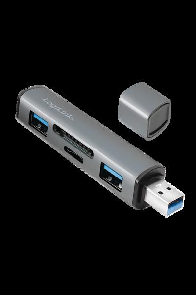 LogiLink USB 3.2 Card Reader 2-Port Hub Grey - UA0394