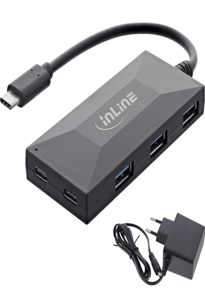 Hub USB 3.2 Gen.1 InLine - USB-C vers 2 ports USB-C et 3 ports USB-A - avec bloc d'alimentation