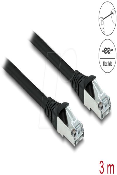 Delock RJ45 Network Cable Cat.6A S/FTP PUR Outdoor 3 m - Cat6a - S/FTP (S-STP) - RJ-45 - RJ-45 - Black - 80136