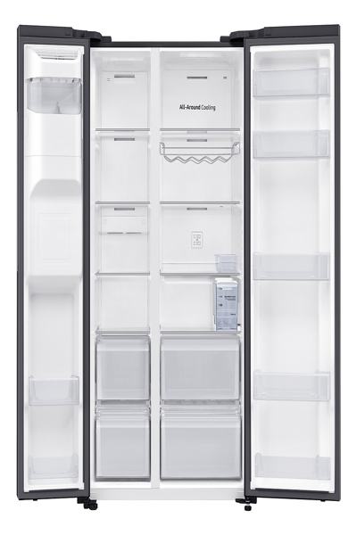 Samsung RS64DG53R3B1, Freestanding, American door, Black, Stainless steel, Tempered glass, Left/right, 628 L
