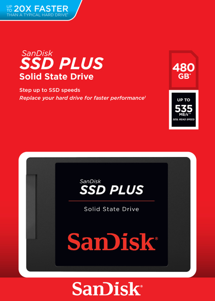SanDisk SSD PLUS 480GB intern SSD - SDSSDA-480G-G26