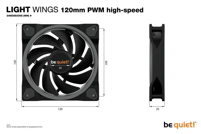 BE QUIET LIGHT WINGS HIGH SPEED PWM RGB CASE FAN - BL077
