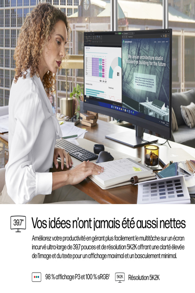 HP Series 7 Pro 5K2K Conferencing Monitor: 40-inch (100.8 cm) Flat Screen - 8Y2R2A5#ABB
