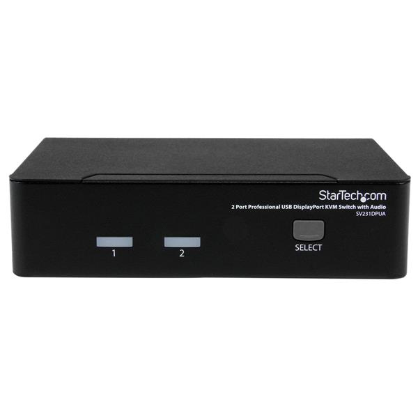 StarTech 2 Port Professional USB DisplayPort KVM Switch with Audio - 3840 x 2400 pixels - 4K Ultra HD - 24 W - Black - SV231DPUA