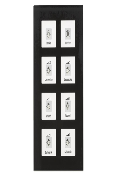 Bouton en verre MDT Plus 8 voies noir avec capteur de température BE-GTT8S.01