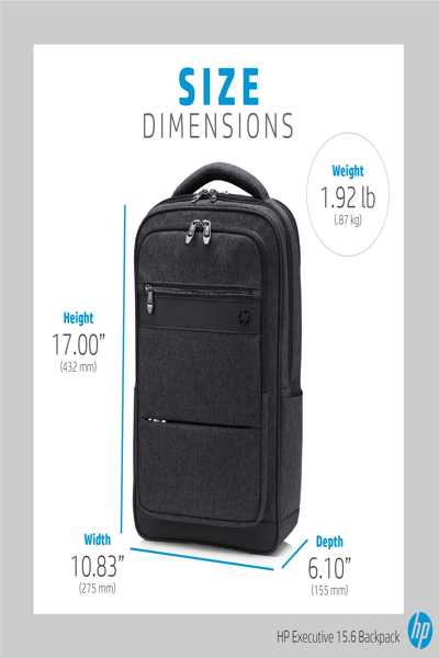 HP Executive 15.6 Backpack: 870g - 6KD07AA