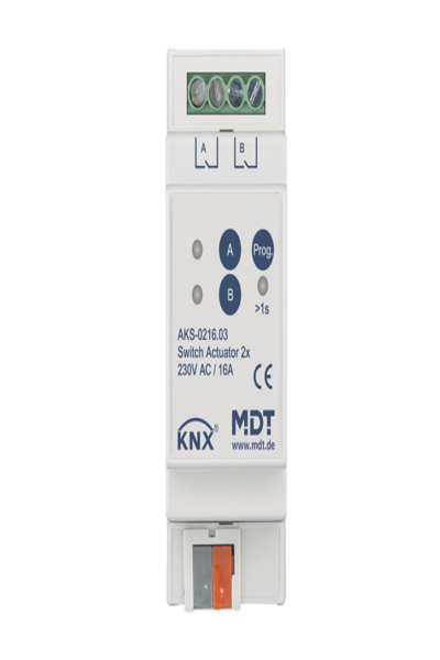 Actionneur de commutation MDT 2 voies 2TE REG 16A 230VAC C-load