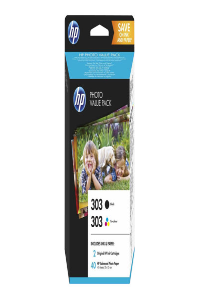 HP 303 Black/Tri-color Photo Value Pack: 200 Pages, 3 Pcs - Z4B62EE