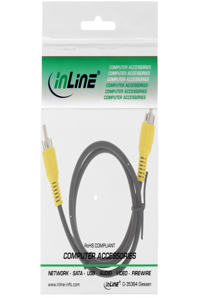InLine Video cable - 1x RCA M/M - yellow plugs - 0.5m - 89937B