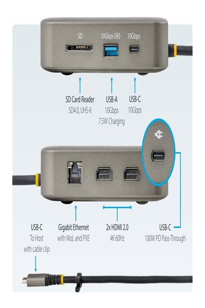 StarTech.com Universal USB C multiport adapter - 102B-USBC-MULTIPORT