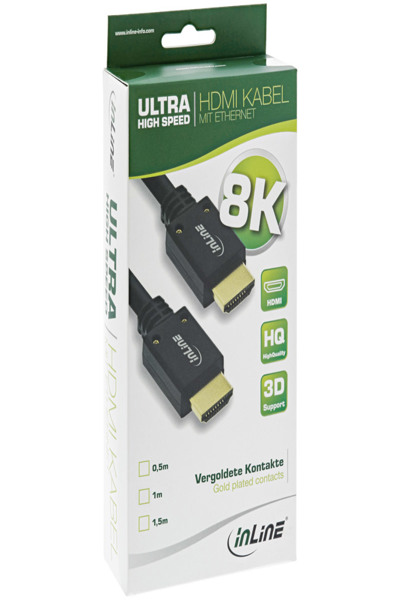 Câble HDMI ultra-rapide InLine M/M 8K4K plaqué or - 1 m
