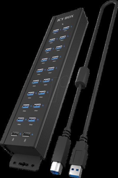 ICY BOX 18+ Hub USB 18 ports USB-A, 2 ports de charge 3.2 Gen 1 à 5 Gbit/s