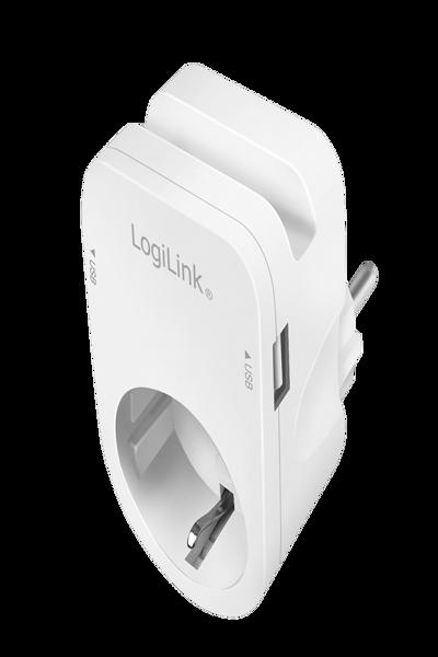 LogiLink Socket Adapter CEE 7/3 & 2x USB-A-portar - PA0247