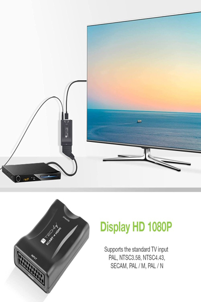 Techly IDATA SCART-HDMI3 - Black - CE - RoHS - 1920 x 1080 pixels - 1280 x 720,1920 x 1080 pixels - 1080p - 720p - NTSC 3.58 - NTSC 4.43 - PAL - PAL M - PAL N - SECAM - IDATA SCART-HDMI3