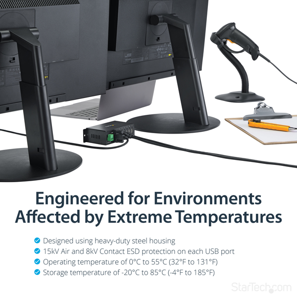 StarTech Industrial Mountable 7 Port USB2.0 Hub - Black - Hub - 7 x USB2.0 - DIN Rail Mountable for P/N: MSDREADU2OTG (ST7200USBM) - ST7200USBM