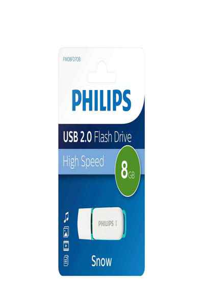 Philips USB Flash Drive FM08FD70B/10 - 8 GB - USB Type-A - 2.0 - Cap - Green - White - FM08FD70B/10