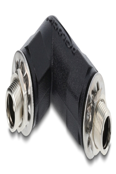 Delock Barrel Plug Adapter DC 5.5 x Jack with Thread angled - 90944