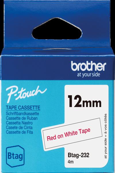 Brother BTAG-232 - Röd på vit - BTAG232