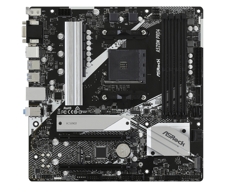 ASRock A520M Pro4 Micro ATX AM4 A520 Moderkort - 90-MXBDU0-A0UAYZ
