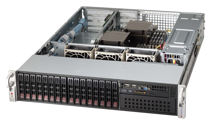 SuperMicro 213BAC8-R1K23WB, 2U Server Chassis, 16x 2.5" HotSwap, Hybrid - CSE-213BAC8-R1K23WB