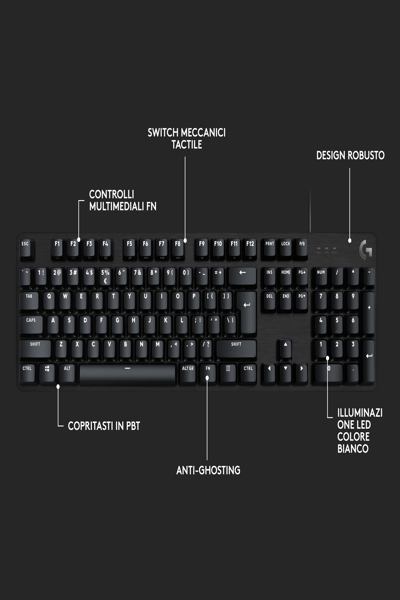 Logitech G G G413 SE Mechanical Gaming Keyboard - Wired - USB - Mechanical - QWERTY - LED - Black - 920-010805