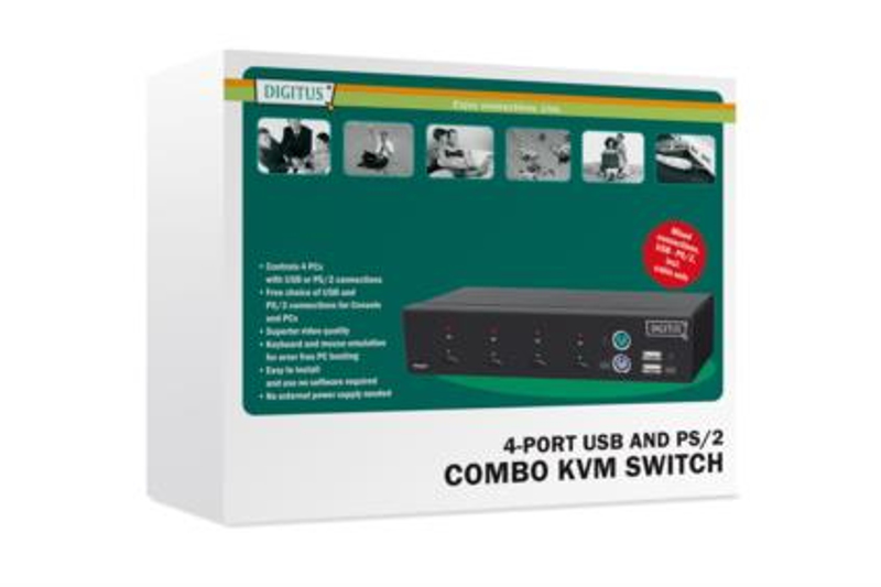 DIGITUS DC-12202-1 4-portars KVM - DC-12202-1