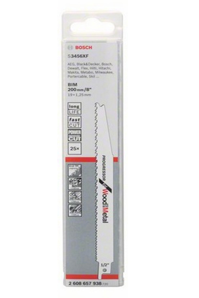 Bosch S 3456 XF - Sabre saw blade - Aluminum - Epoxy - Sheet metal - Wood with nails - Bimetal - 6 - 12 - 2.1 mm - 4.3 mm