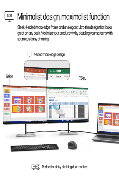 HP Series 7 Pro WUXGA Monitor: 24-inch (724pn), 61 cm - 8X534AT
