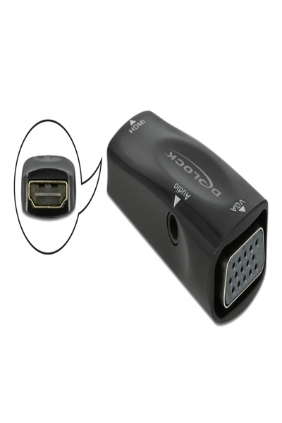 Delock Adapter - HDMI-hona till HD-15 (VGA), mini-phone stereo 3,5 mm hona - 66560