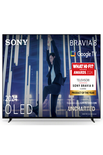 Sony BRAVIA 8 OLED 65 pouces 4K HDR Google Smart TV (2024) | Menu de jeu pour PlayStation 5, IMAX Enhanced, Dolby Vision Atmos, Chromecast, AirPlay, 120 Hz 77XR80, 165,1 cm (65"), 3840 x 2160 pixels, OLED, Smart TV, Wi-Fi, Noir, Argent
