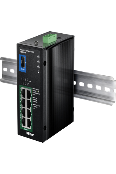 TRENDnet Industrial 2.5G DIN-Rail PoE++ Switch w SFP+ - Switch - 0.1 Gbps - TI-BG5091B
