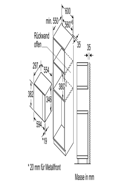 Bosch BFL520MS0 - Built-in - Combination microwave - 20 L - 800 W - Built-in display - Rotary - BFL520MS0