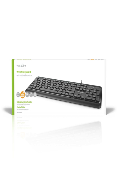 Nedis KBMU200BKND - Full-size (100%) - Wired - USB - Membrane - QWERTY - Black