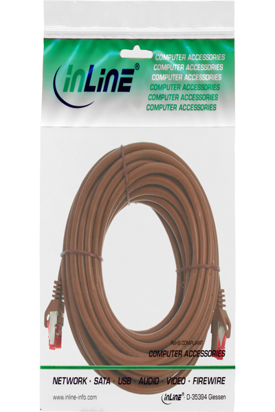 Câble de raccordement en ligne Cat.6 S/FTP marron 7,5 m