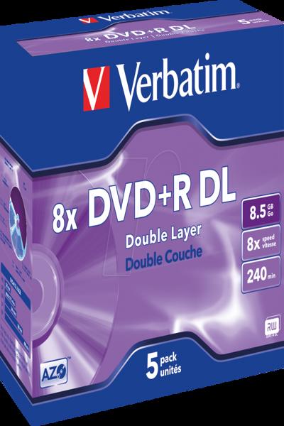 Verbatim 5 x DVD+R DL - 8.5 GB (240min) 8x - 43541