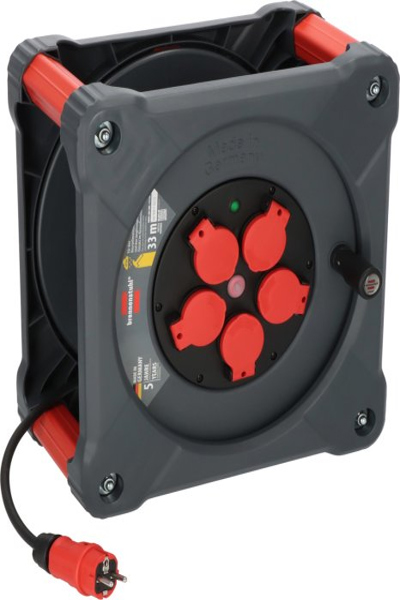 Brennenstuhl 9201330110, Svart, Röd, Plast, 5 AC-uttag, Typ E / F, Rak, 33 m - 9201330110