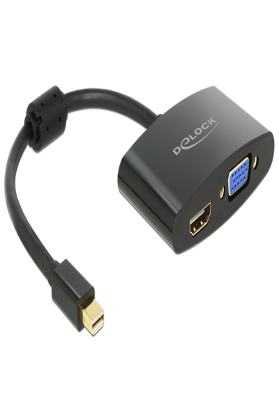 Delock Videoadapter - DisplayPort (hane) till HD-15 (VGA), HDMI (hona) - 65553
