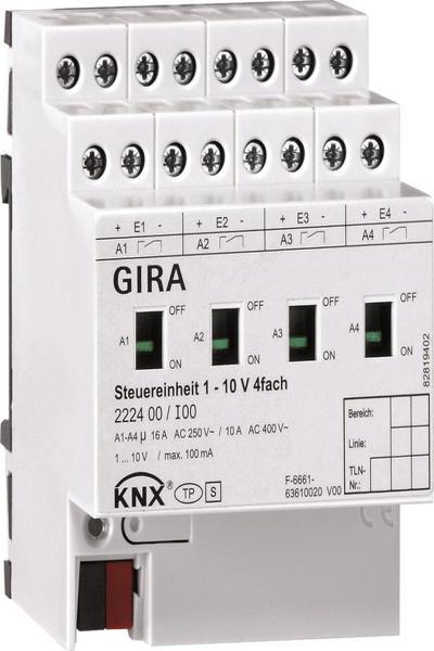 Unité de commande GIRA 1-10 V 4 voies manuelle KNX 222400