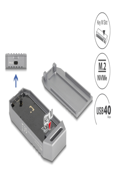 Delock M.2 NVMe SSD GehÃƒÂ¤use USB 40 Gbps - werkzeugfrei - Case - USB Typ C - 42033
