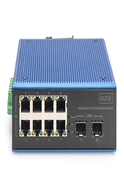 DIGITUS Industrial 8+2-portars Fast Ethernet-switch - DN-651146