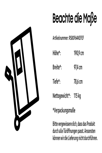 Samsung RS80F64KEFEF edelstahl dunkel AI Voice Control Energy Mode Metal - RS80F64KEFEF