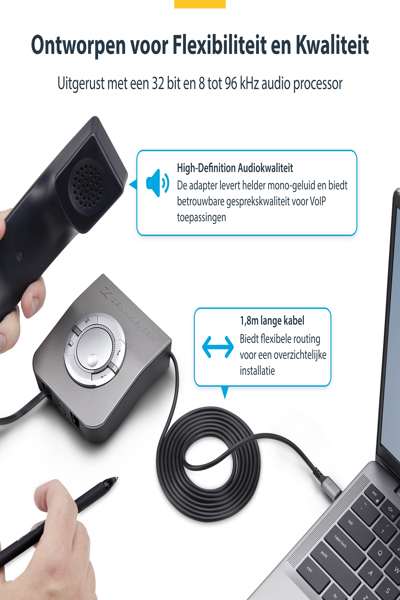 STARTECH USB-C TO RJ9 ADAPTER FOR HANDSET HEADSET - UR9-HEADSET-ADAPTER