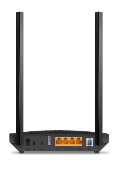 TP-LINK AC1200 Wireless MU-MIMO VDSL/ADSL Modem Router - Wi-Fi 5 (802.11ac) - Dual-band (2.4 GHz / 5 GHz) - Ethernet LAN - ADSL - Black - Tabletop router - ARCHER VR400 V3