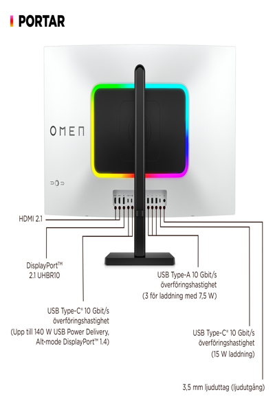 HP OMEN Transcend 32 UHD OLED Gaming Monitor: 32-inch 4K OLED gaming monitor. - 9R181AA#ABB