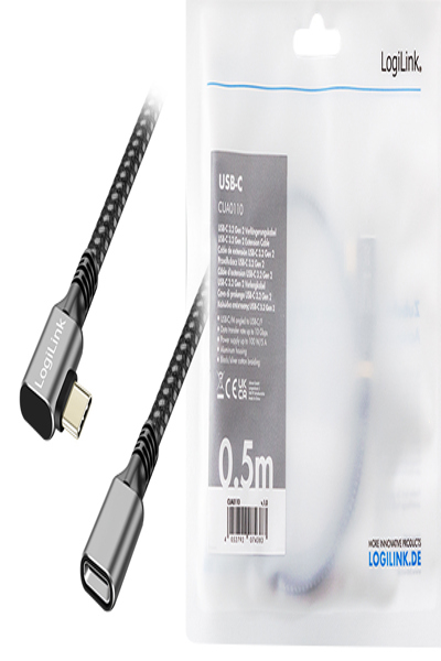 LogiLink CUA0110 - USB 10 Gb/s Kabel Stecker 90Ã‚Â° Typ C> Buchse - Cable - Digital