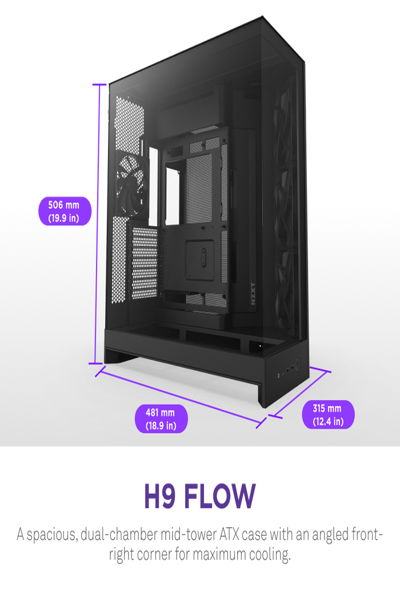 NZXT H9 Flow midi-tower PC svart - CM-H92FB-01