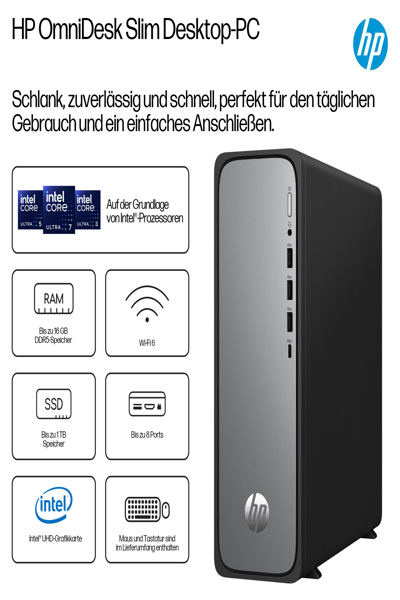 HP Omnidesk Slim Desktop S03-0153ng: Intel i5-14400 4.7GHz - BK2K7EA